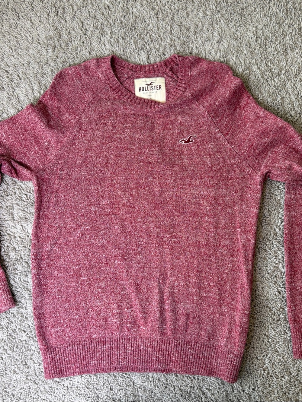 Hollister Marled Rose Crewneck Sweater